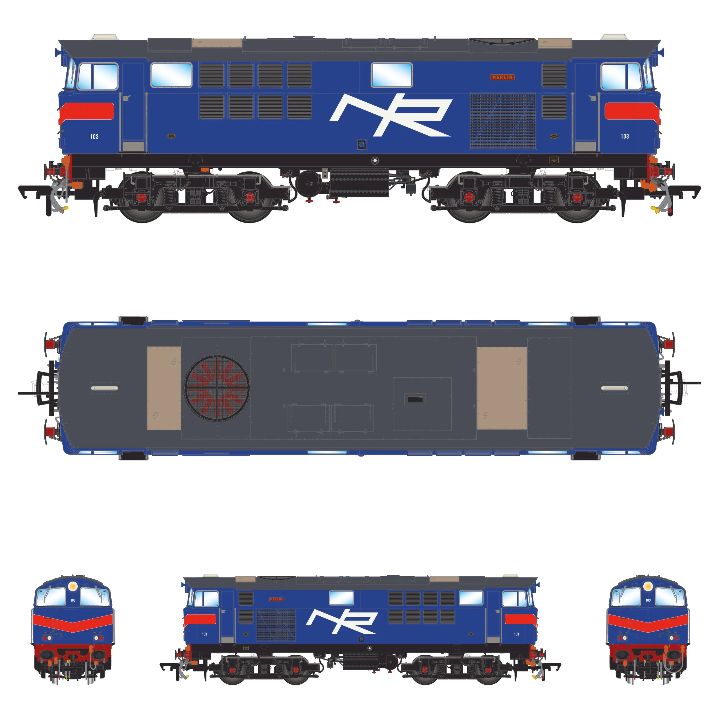 103 'Merlin' NIR Blue, with Red Chevrons - Image 3