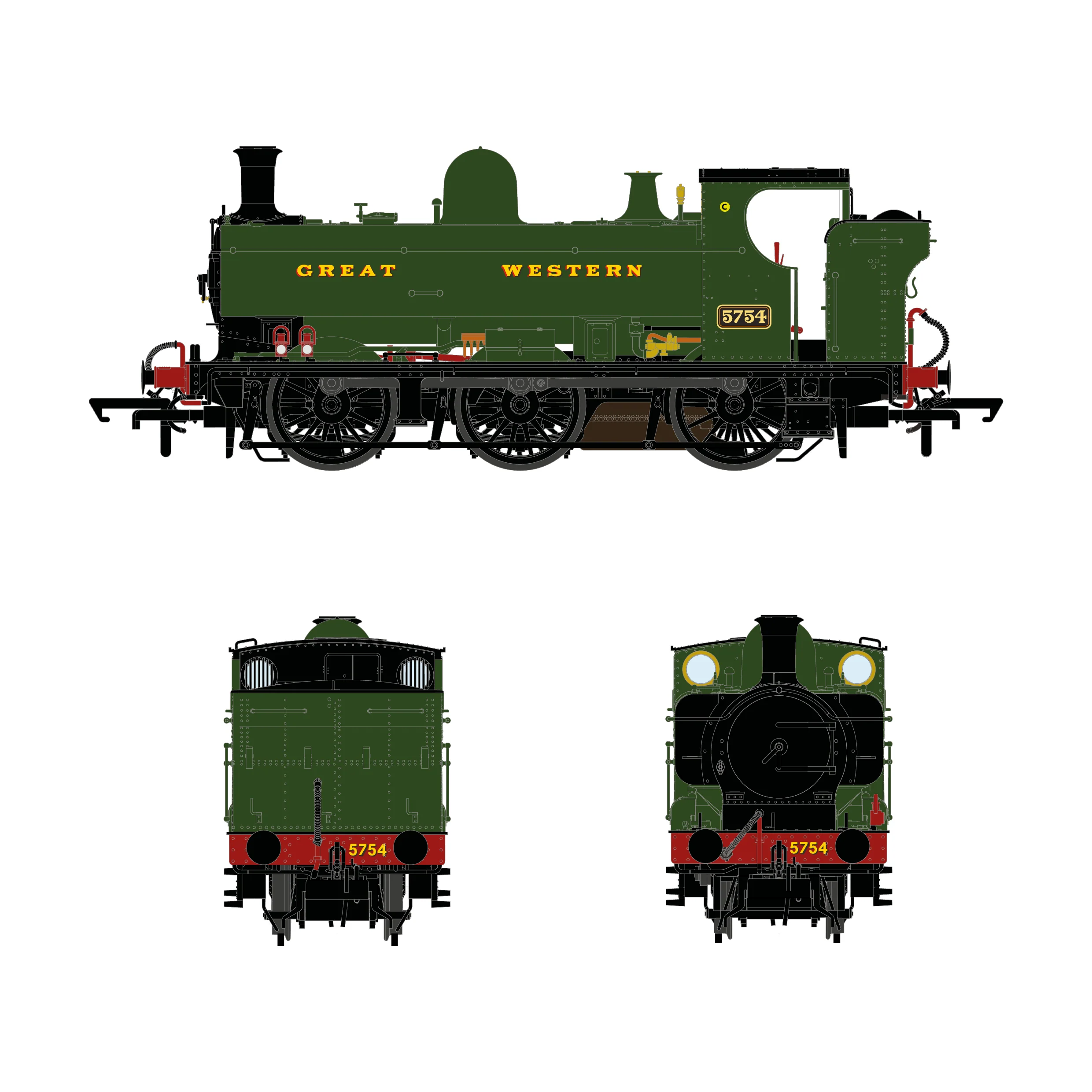 5700 Class  - 5754 - Great Western Green - DCC Sound Fitted - Image 3