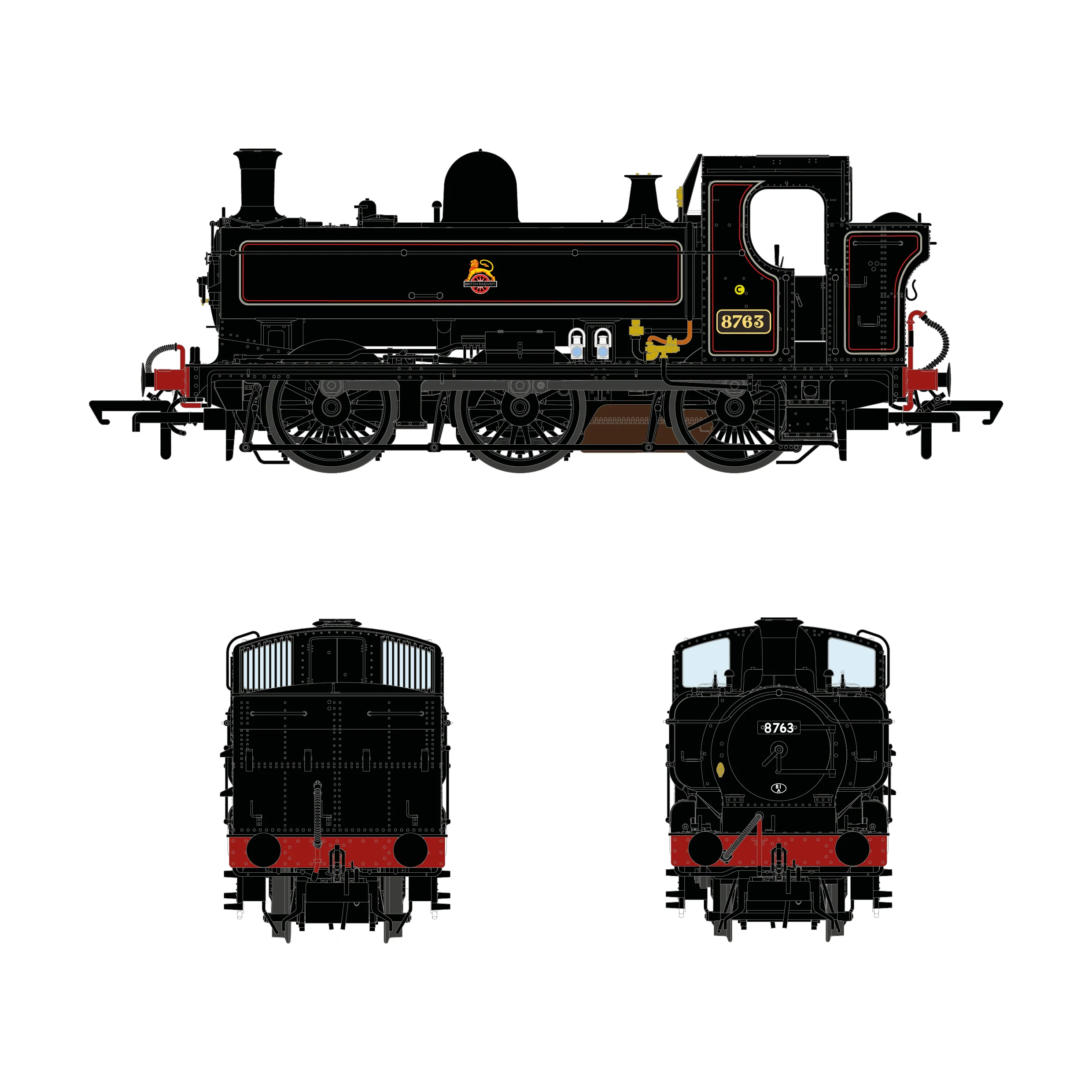 8750 Class  - 8763 - Early Emblem Lined Black - DCC Sound Fitted - Image 3