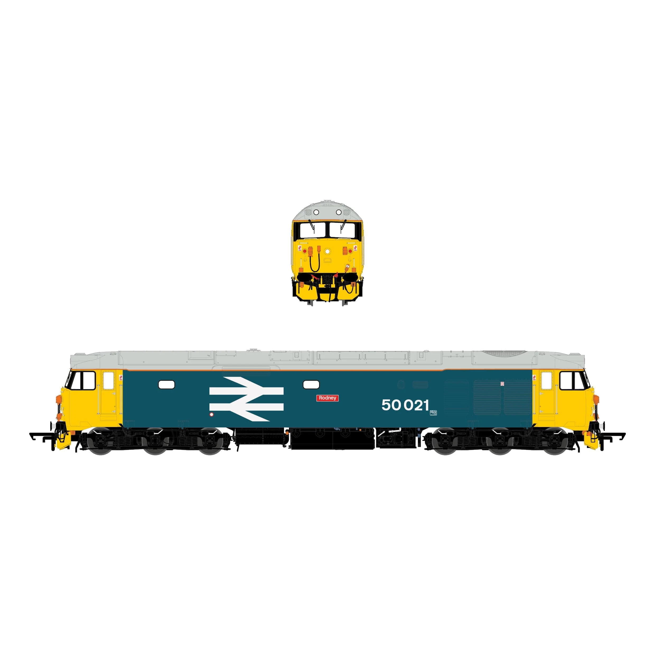 BR Class 50 - Large Logo w/grey roof & orange cantrail stripe - 50021 'Rodney' - DCC Sound Fitted - Image 3