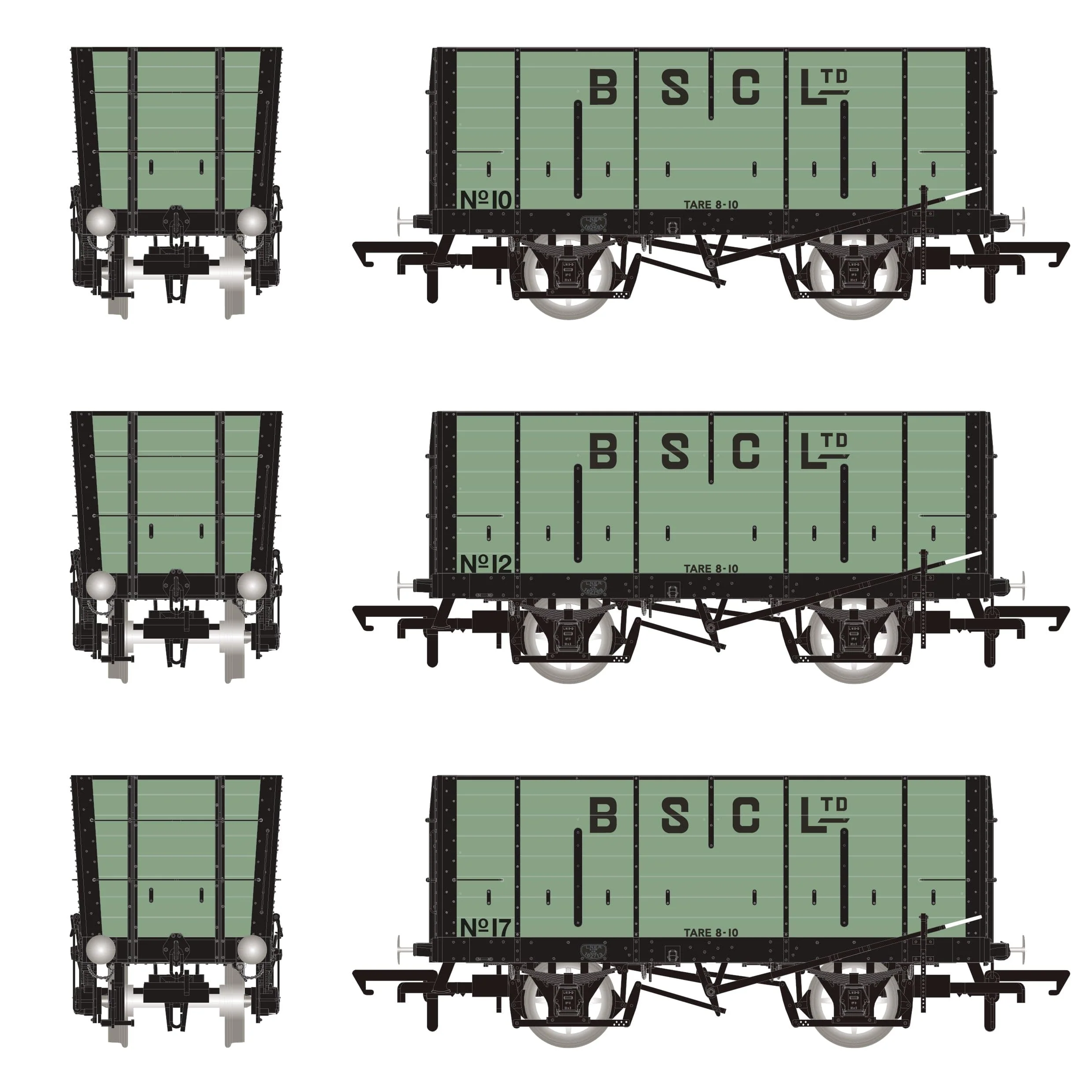 BSC (Internal User) Hopper - Pale Green, with black ironwork - Triple Pack - Image 3