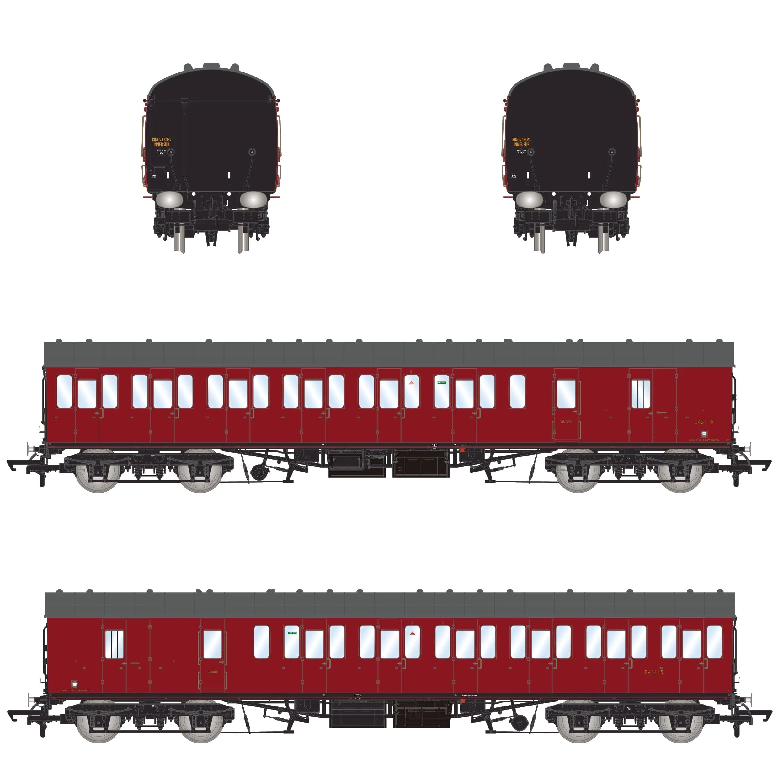 BR Mk1 57' Non-Gangway Coach - BT - BR Carmine Red: E43119 - Image 3