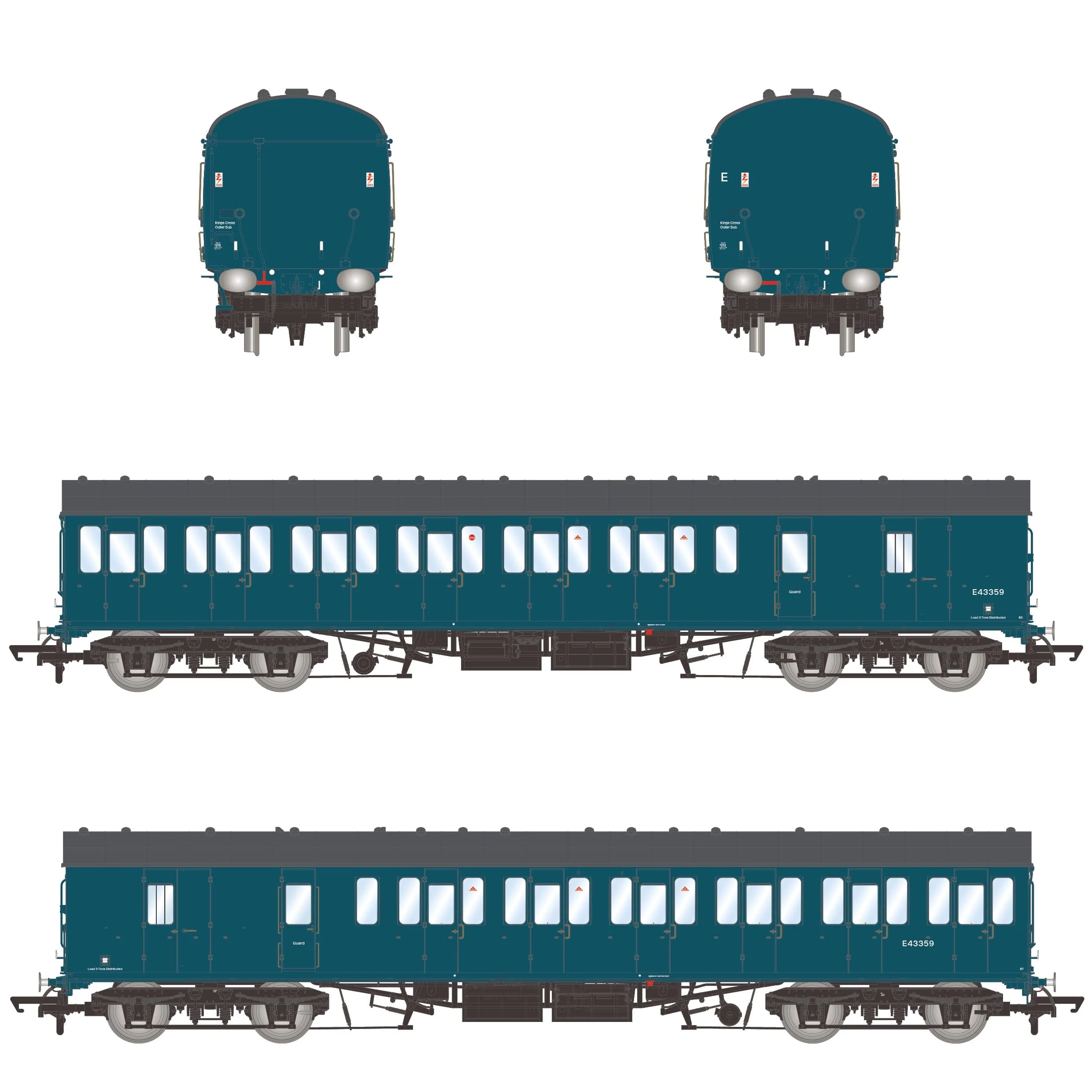 BR Mk1 57' Non-Gangway Coach - BS - BR Rail Blue: E43359 - Image 3