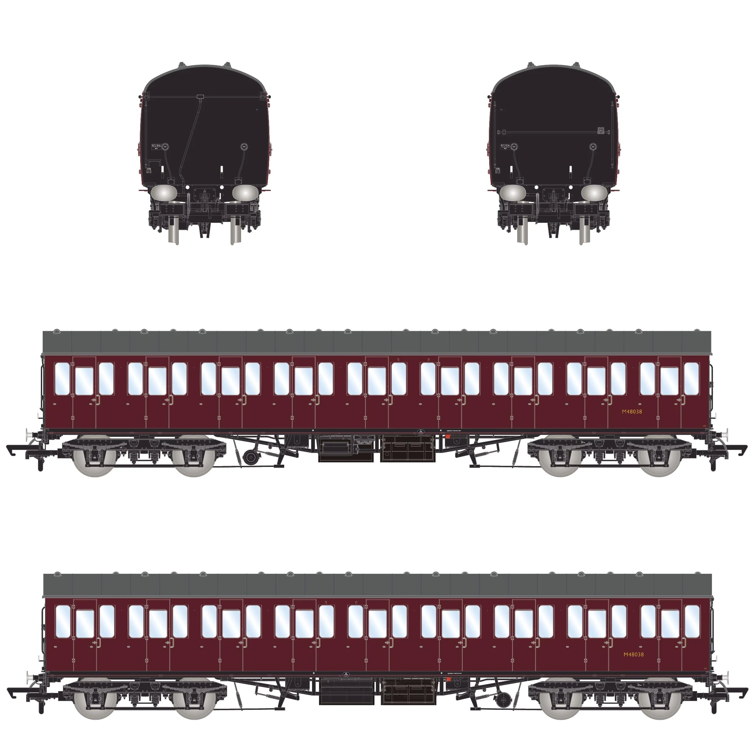BR Mk1 57' Non-Gangway Coach - SO - Plain Maroon M48038 - Image 3